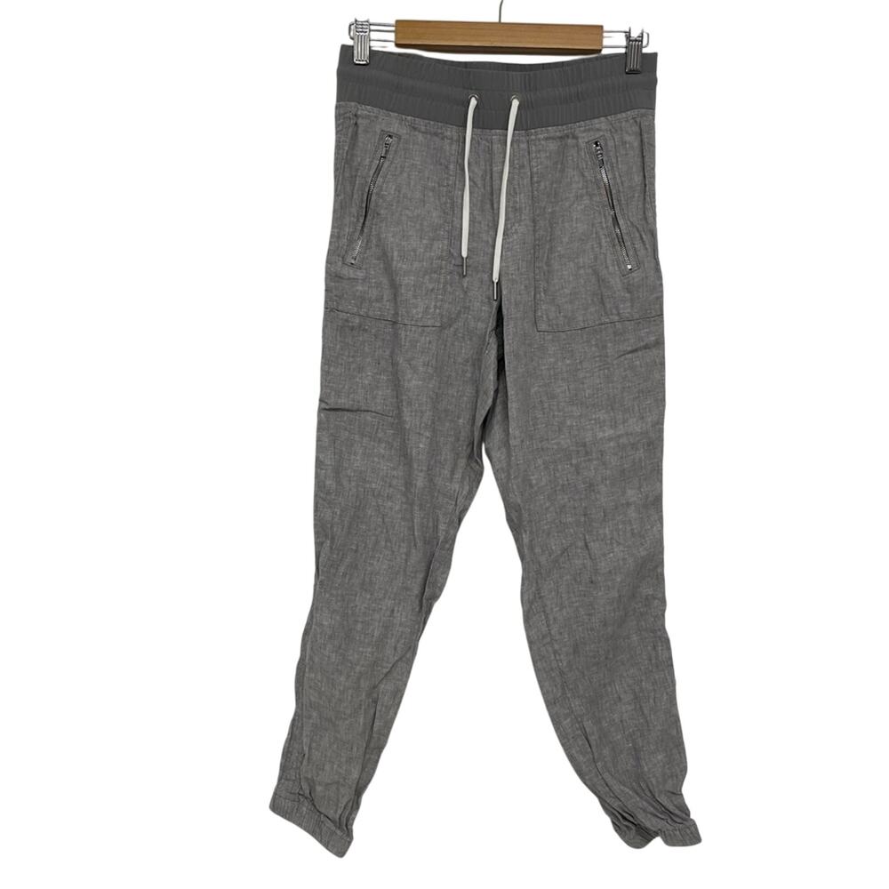 Athleta Grey Linen Drawstring Waist Jogger Pants Womens 0 Casual Beachy Summer